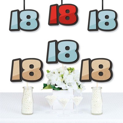 Big Dot of Happiness Boy 18th Birthday - Eighteen Shaped Decorations DIY Eighteenth Birthday Party Essentials - Set of 20