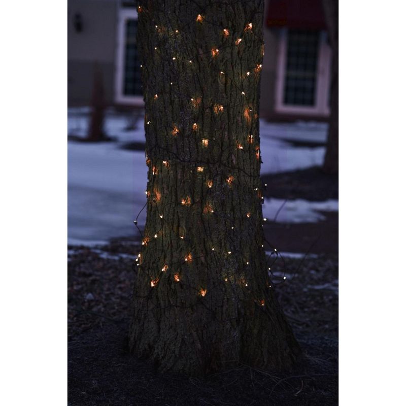 Northlight 150ct Wide Angle LED Trunk Wrap Net Lights Orange - 2' x 8' Brown Wire, 2 of 4
