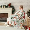 Lomsoe Christmas Sleigh Gnome with Pine Tree Print Flannel Blanket Cozy Warm Throw Blanket Christmas Gift for Winter Couch Sofa Bed Home Decor - 3 of 4