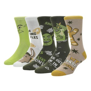 Shrek Mixed Character and Icons Men's 5-Pack Casual Crew Socks - 1 of 4