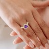 Pompeii3 7mm Amethyst Halo Diamond Heart Shape Accent Ring in 14k White or Yellow Gold - 4 of 4