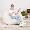 VEVOR Bean Bag Chair, 3 feet Bean Bag Chair with Soft Armrests and Storage Pocket, 25D Memory Foam Filled with Soft Teddy Velvet Cover, White - 2 of 4