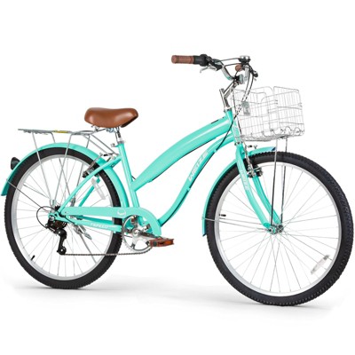 WEIZE Beach Cruiser Bike, 26 inch Commuter Bicycle for Adult, 7-Speed Comfortable City Bikes with Rear Rack or Basket, Multi Colors