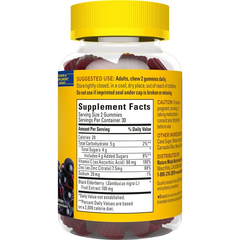 Nature Made Elderberry with Vitamin C and Zinc for Immune Support Gummies - Raspberry , 4 of 14