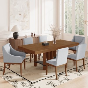 Rustic 7-Piece Dining Set for 6,Extendable Dining Table with 2 Arm Dining Chairs and 4 Armless Side Chairs for Farmhouse,Diningr Room-Tanpinhause - 1 of 4