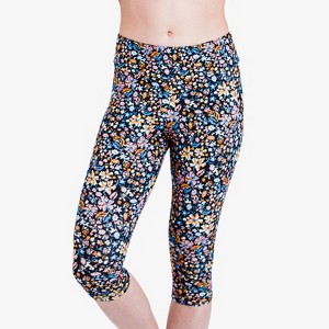 Calypsa Women's High Waisted Chlorine Resistant Capri Swim Leggings - 1 of 4
