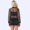 Allegra K Women's Sheer Mesh Shiny Long Sleeve See-Through Zip-Up Jacket - 3 of 4