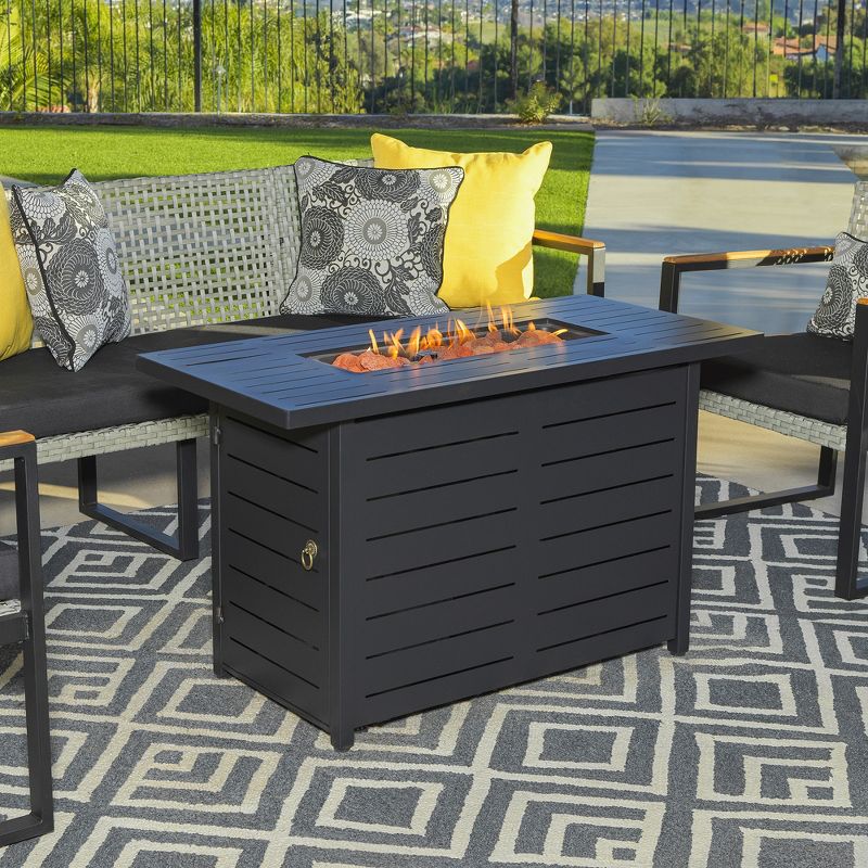 Kinger Home 42-Inch Outdoor Propane Fire Pit Table for Patio, 50,000 BTU CSA Certified, Powder Coating Steel Frame, Black, 1 of 10