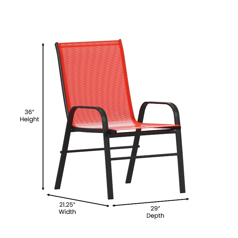 Emma and Oliver 4 Pack Outdoor Stack Chair with Flex Comfort Material - Patio Stack Chair, 5 of 9