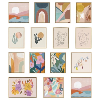 Sunrise Over Marrakesh Abstract Canvas Art Set in Natural Frame