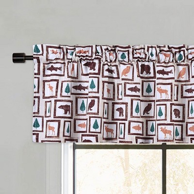 Christmas Small Kitchen Tier Curtains and Valanve Curtains with Animals Print