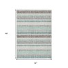 HomeRoots 5' X 8' Teal Blue And Gray Striped Washable Indoor Outdoor Area Rug - 3 of 4