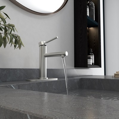 Brushed Nickel Single Handle Low-Arc Bathroom Faucet