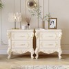 Famapy Vintage Luxury Nightstand with Gold - Accented Carvings,Double Drawers & Sturdy Build,55 LBS Top Capacity,A Stylish Gift for Bedroom Makeover - 4 of 4