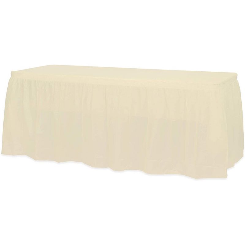 Crown Display 6 pack Disposable Plastic Tableskirts - 29" x 14 Ft ruffled Table Skirt with Adhesive Strip - 6 Count, 5 of 9