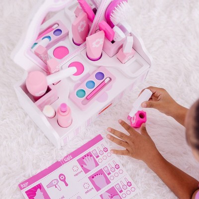 Pink and White Wooden Beauty Salon Play Set with Vanity