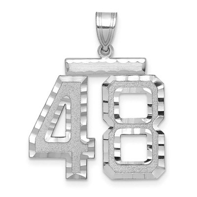 Black Bow Jewelry 14k White Gold, Varsity Collection, Large D/C Pendant, Number 48