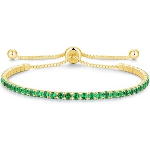 Sterling Silver Birthstone Tennis Bracelet, 2.5mm Adjustable 9 Inch Bolo Bracelet, Birthday Gift for Women Mom Wife - 1 of 4