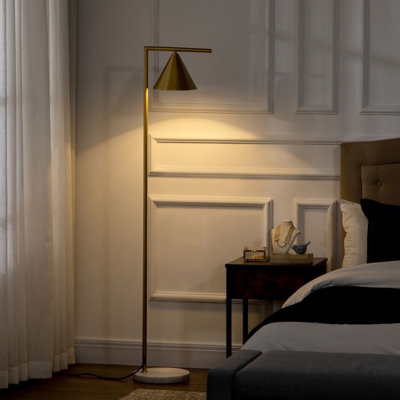 HOMCOM Modern Floor Lamps for Living Room Lighting, Adjustable Standing Lamp for Bedroom Lighting, Gold, 3 of 8