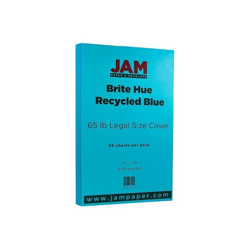 Jam Paper Legal 65lb Colored Cardstock 8.5 X 14 Coverstock Blue Recycled  16730932 : Target