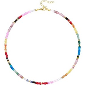 Beaded Necklace for Women, Colorful Gemstone Boho Bead Choker for Beach, Trendy Summer Natural Stone Jewelry Gifts - 1 of 4