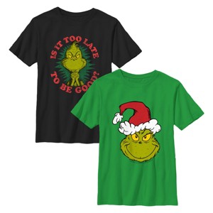 Boys The Grinch Is It Too Late To Be Good Two Pack T Shirt - 1 of 4