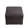 DOMETOUR Brown Flannel Living Room Ottoman - Cozy Upholstered Footstool with Storage - 4 of 4