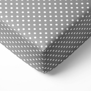 Bacati - Gray Pin Dots 100 percent Cotton Universal Baby US Standard Crib or Toddler Bed Fitted Sheet - 1 of 4