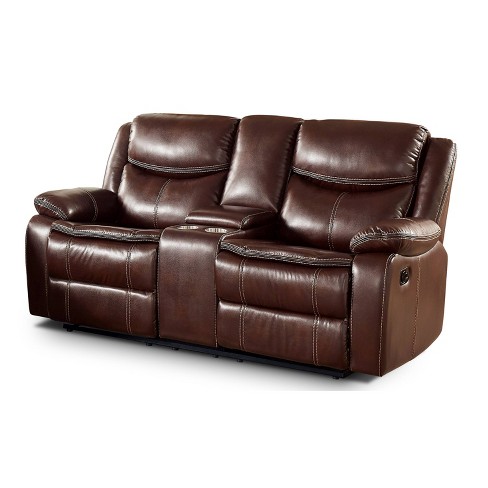 Prestwick Center Console Storage Loveseat With 2 Recliner And Brown Homes Inside Out Target - Loveseat Recliner Cover With Center Console