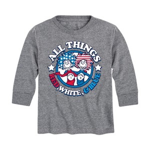 Boys' - Dr. Seuss - All Things Red, White and Blue Long Sleeve Graphic T-Shirt - 1 of 4