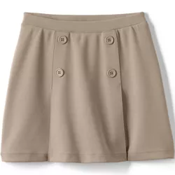 Lands' End School Uniform Girls Ponte Button Front Skort Above the Knee - 8 - Khaki