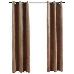 vidaXL Blackout Curtains with Rings 2 pcs Beige 37"x63" Velvet - 1 of 4
