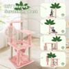 Modern Multicoloured 600 GSM Soft Plush Cat Tree Pet Tower with Sisal Post and Hanging Ball, Fake Real Leaves - 3 of 4