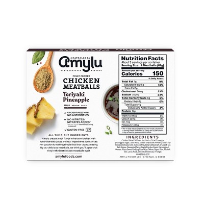 Amylu Foods Teriyaki Pineapple Chicken Meatballs - 10oz