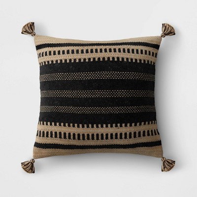 Photo 1 of 18 Woven Outdoor Throw Pillow Black/Neutral Stripe - Threshold 16x16