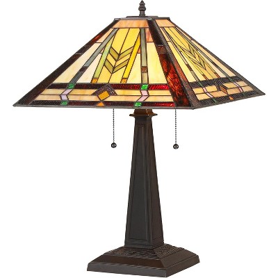 Chloe Lighting Nathan Tiffany-style 2 Light Mission Table Lamp 16" Shade