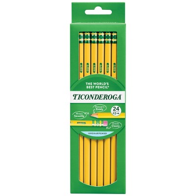 Ticonderoga #2 Wood Pencils, 2mm, 24ct: School Supplies, Erasable, Yellow, Kids, Art & Stationery, Ages 10+