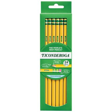 Ticonderoga 24ct Pencil Nonsharp Yellow: School Supplies, Erasable, Yellow, Kids, Art & Stationery, Ages 10+