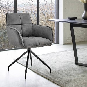 Noah Velvet Brushed Stainless Steel Dining Chair Charcoal Gray - Armen Living: Plush, Geometric, Metal Frame - 1 of 4