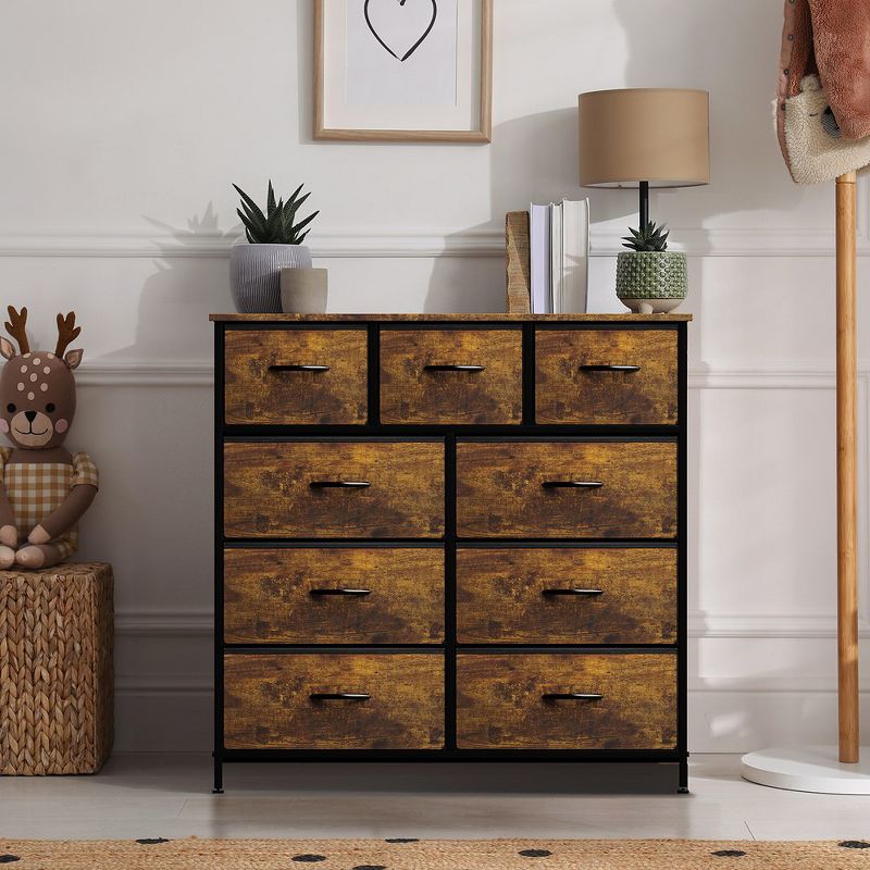Sorbus Dresser with 9 Drawers - Furniture Storage Chest Tower Unit for Bedroom, Closet, etc - Steel Frame, Wood Top, Fabric Bins, 4 of 9