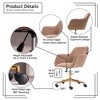 Modern Velvet Swivel Desk Chair, Height Adjustable 360 Degree Swivel Office Chair With Metal Legs, Upholstered Makeup Vanity Armchair With Back - 2 of 4
