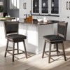 Tangkula 25" Bar Stools Set of 4 Upholstered Swivel Bar Chairs with Ergonomic Back Footrest & Rubber Wood Legs Wooden Faux Leather Counter Height - 3 of 4