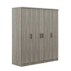 Whisen Wood 4-Door Wardrobe Armoire with Hanging Rod, 1-Drawer and Storage Shelves - 4 of 4