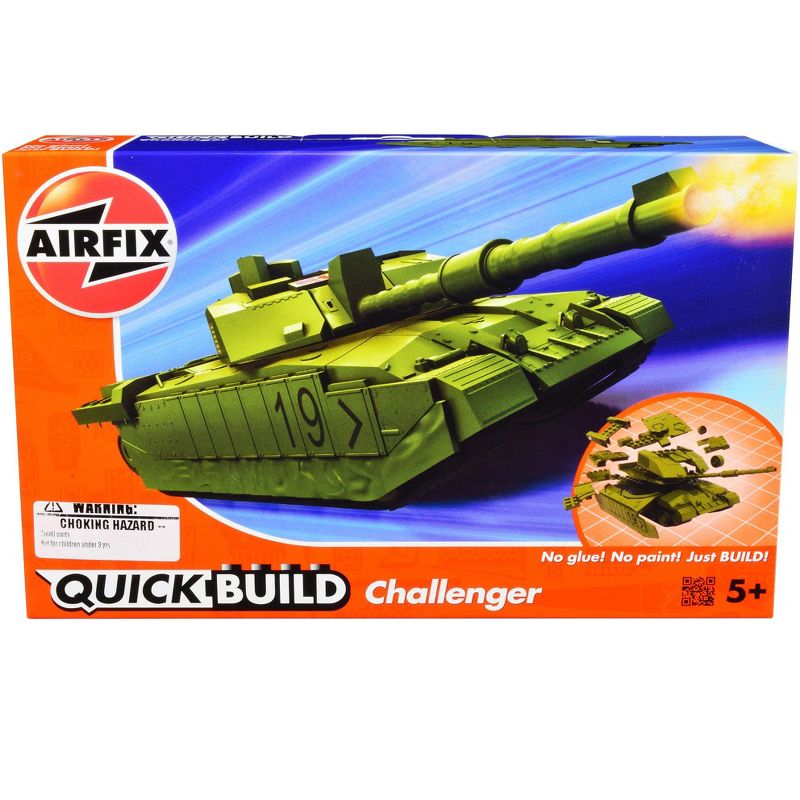 Skill 1 Model Kit Challenger Tank Green Snap Together Model by Airfix Quickbuild, 1 of 5