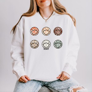 Simply Sage Market S.W.Smiley Leopard Smiley Face Stacked Lightweight Garment Dyed Sweatshirt - 1 of 4