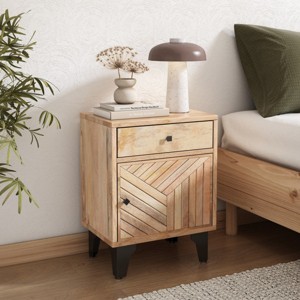 24"H Solid Wood Nightstand With Drawers Vintage Farmhouse Bed Side Table Bedside Chest Of Drawers-Cuddlewood - 1 of 4