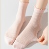 Anna-Kaci 3 Pairs Women's Ruffle Trim Crew Socks Soft Cotton Knit Lightweight Ribbed Texture with Scalloped Edge for Everyday Wear - 2 of 2