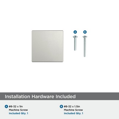 Satin Nickel Square Modern Cabinet Knob with Mounting Hardware