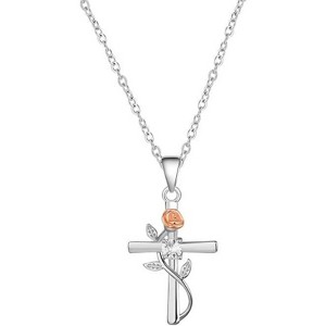 Clotth Sterling Silver Cross Necklace for Women - 925 Silver Choker with Cubic Zirconia,Faith-Based Accessory for Wedding,Birthday - 1 of 4