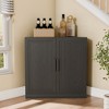 Spassway Black Kitchen and Dining Cabinets Small Corner Wine Bar Cabinet with Adjustable Shelves Kitchen Buffet Sideboard for Dining Room Living Room - 3 of 4